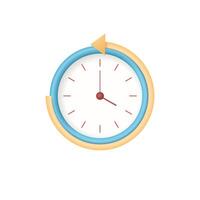 A clock or timer with an arrow pointing in the opposite direction of the countdown. vector