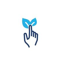 ecology friendly metaphore, hand with leaf colored icon design good for web or mobile app vector