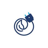 Leaf with plug electric colored icon design good for web or mobile app vector