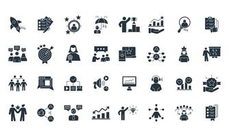 Community Manager activities icons set . Community Manager vector
