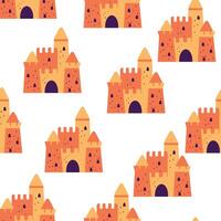 Summer seamless pattern background for packaging and decoration with sand castles vector