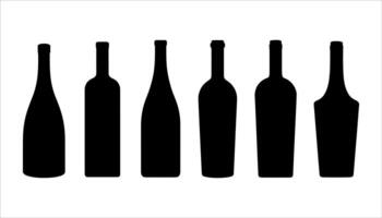 set of bottles silhouette icon vector