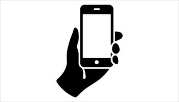 Hand holding smartphone. Mobile phone icon vector