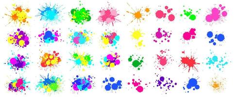 Colorful paint splatters creating a vibrant and artistic mess on a white background, perfect for adding a touch of creativity and energy to any project vector