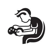 A black and white illustration of a man playing a game vector