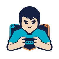 A man playing a game on a controller vector