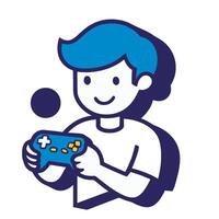 A man holding a game controller icon vector