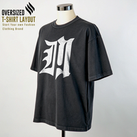 Washed Black Gothic Initial Tee High-Resolution Oversized Mockup Template psd