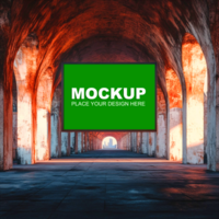 mockup of a tunnel with a green background psd