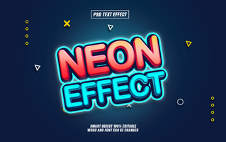 Vibrant neon text effect design with editable text psd