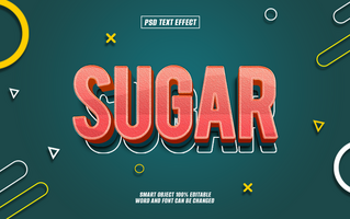 3D editable text effect Sugar, with teal background psd