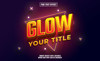 3D text effect Glow with editable text psd