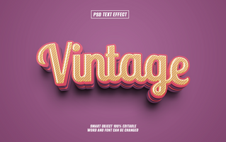 3D vintage text effect with editable style font. psd