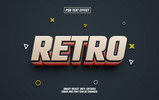 Retro text effect design with 3D style psd