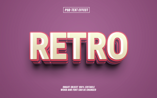 Retro text effect, 3D style, pink, cream, editable. psd