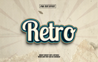 Retro text effect design with vintage background psd