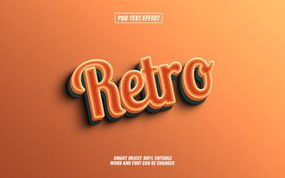 Retro text effect in orange and teal, 3D style, psd