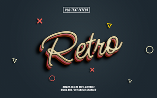 Retro styled text effect with editable word and font psd