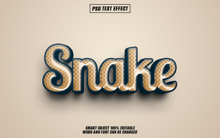 3D text effect snake word editable psd