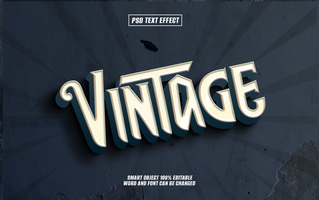 Vintage 3D text effect with editable font psd