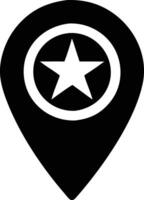 a location icon, a black and white pick with a star on it vector