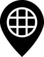 a map, location icon, a black and white pin with a globe on it vector