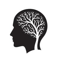 silhouette of a human head with tree branches in the brain vector