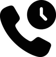 a black and white phone call icon with a clock vector
