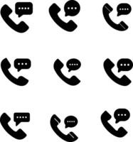 phone, call icon set with speech bubbles vector