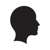 a black silhouette of a man's head on a white background vector