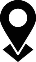 a map, location icon, a black and white pin with a arrow pointing to it vector