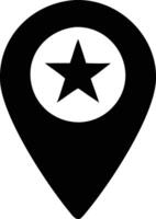 a map, location icon, a black and white pin with a star on it vector