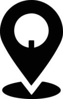 a map, location icon, a black and white pin with a light bulb vector