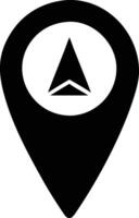 a map icon a black and white image of a pin with an arrow vector