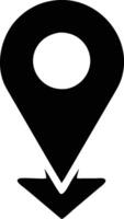 map icon, a black and white pin with an arrow pointing to it vector
