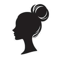 silhouette of a woman's head with a bun in the back vector