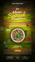 A restaurant flyer template with a pizza on it psd