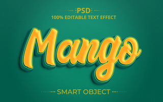 Mango 3D creative text effect editable fresh and organic text style psd