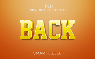 Back 3D Editable Text Effect Design psd