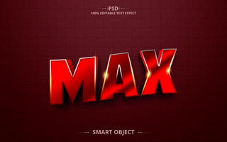 Red Max 3D Editable Text Effect Design with light psd