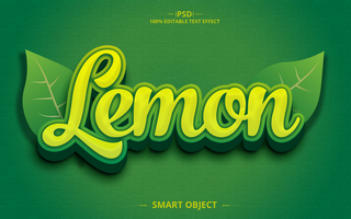 Lemon 3D nature tree green Editable Text Effect Design psd