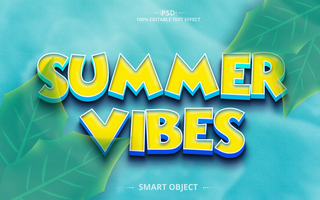 Summer Vibes 3D Editable Text Effect Design psd
