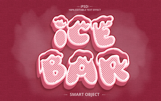 Ice bar 3D creative text effect design pink color, best font design psd