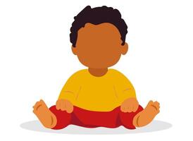 Cheerful baby sitting with a joyful expression in a playful environment during the daytime vector