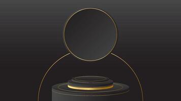 circle display podium black luxury gold modern presentation product background . stage empty dark design pedestal minimal showcase template space stand. vector
