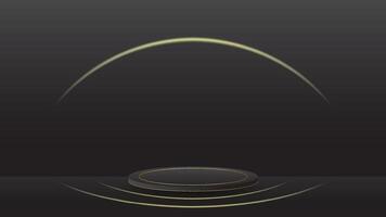 a circle display podium black luxury gold modern presentation product background . stage empty dark design pedestal minimal showcase template space stand. vector