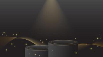 display podium black luxury gold modern presentation product background . stage empty dark design pedestal minimal showcase template space stand. vector
