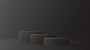 font display podium black luxury gold modern presentation product background . stage empty dark design pedestal minimal showcase template space stand. vector
