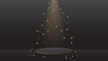 single display podium black luxury gold modern presentation product background . stage empty dark design pedestal minimal showcase template space stand. vector