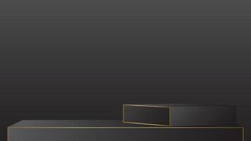 display podium black luxury gold modern presentation product background . stage empty dark design pedestal minimal showcase template space stand. a vector